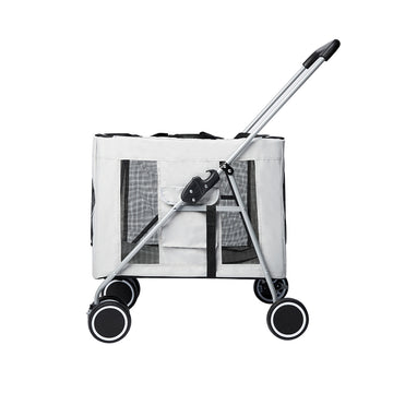 Pet Stroller Dog Cat Puppy Pram Travel Carrier 4 Wheels Pushchair Foldable Grey Unbranded